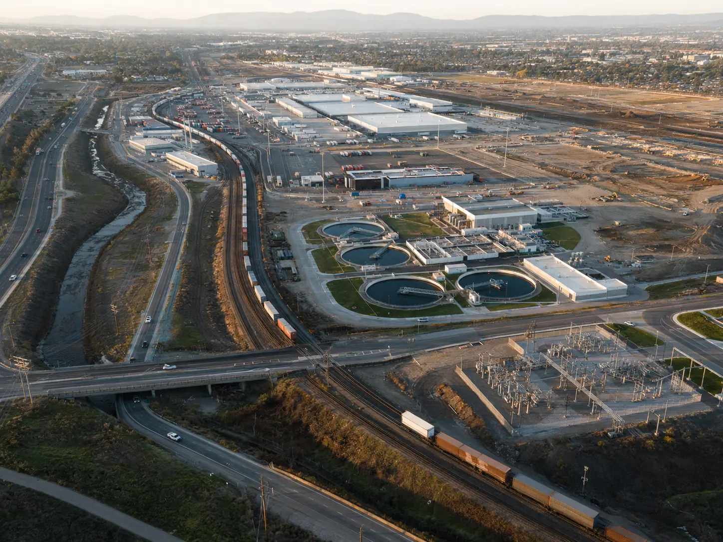 Integrated infrastructure program combining rail, roads, logistics, water treatment and power systems